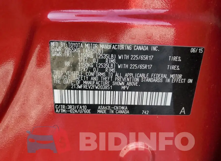 2T3WFREV2FW203851 Photo# 13