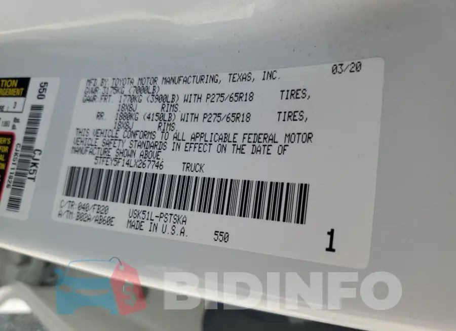 5TFEY5F14LX267746 Photo# 12