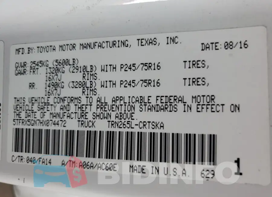 5TFRX5GN7HX074472 Photo# 12