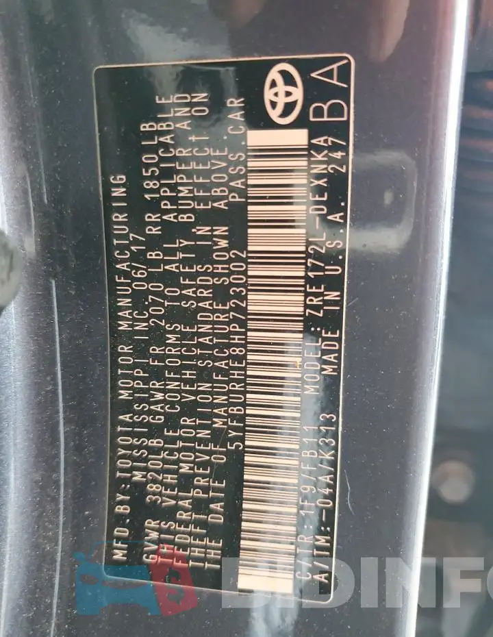 5YFBURHE8HP723002 Photo# 13