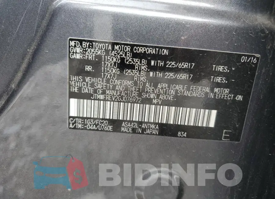 JTMWFREV2GJ076972 Photo# 13