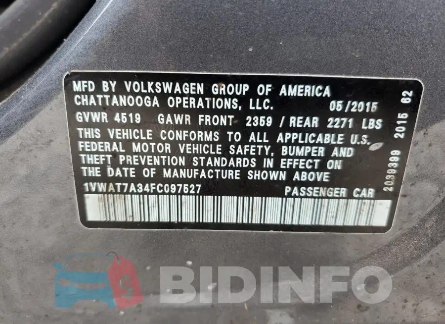 1VWAT7A34FC097527 Photo# 12