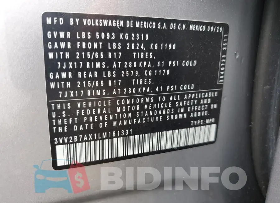 3VV2B7AX1LM181331 Photo# 13