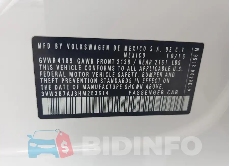 3VW2B7AJ3HM253614 Photo# 12
