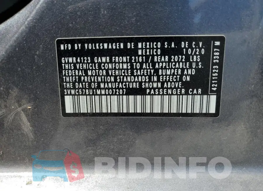 3VWC57BU1MM007207 Photo# 12