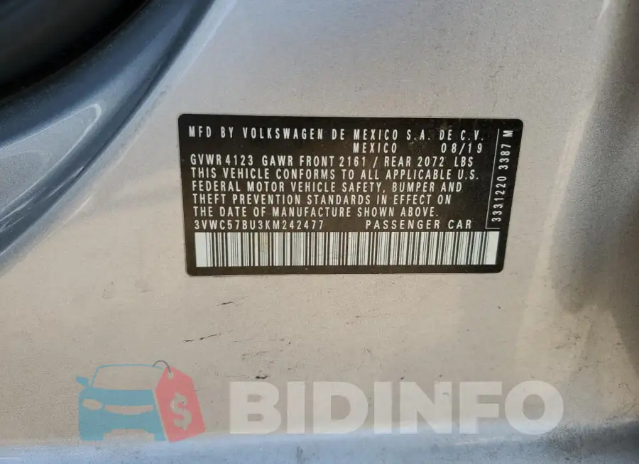 3VWC57BU3KM242477 Photo# 12