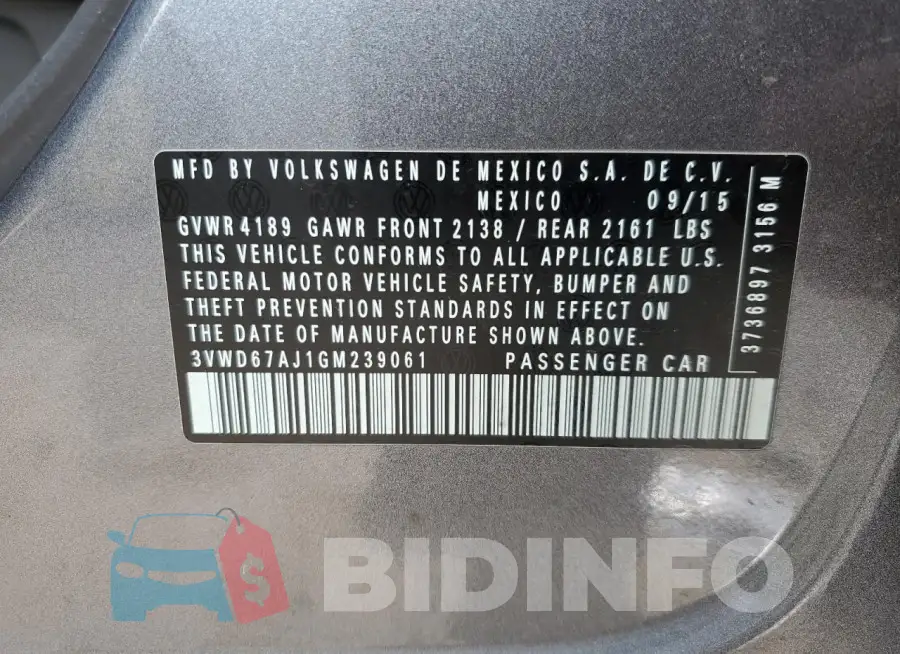 3VWD67AJ1GM239061 Photo# 13