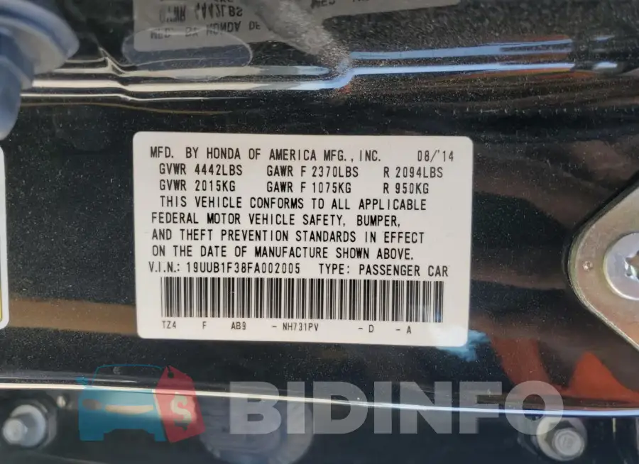19UUB1F38FA002005 Photo# 12