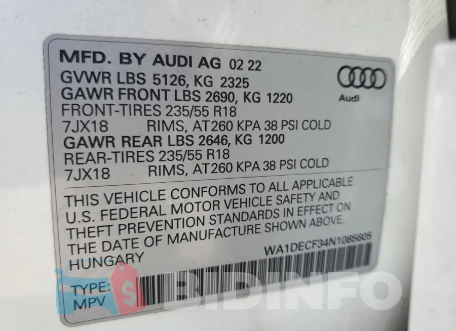 WA1DECF34N1085605 Photo# 14