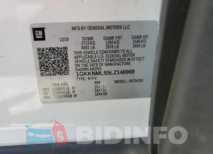 1GKKNMLS5LZ148969 Photo# 14