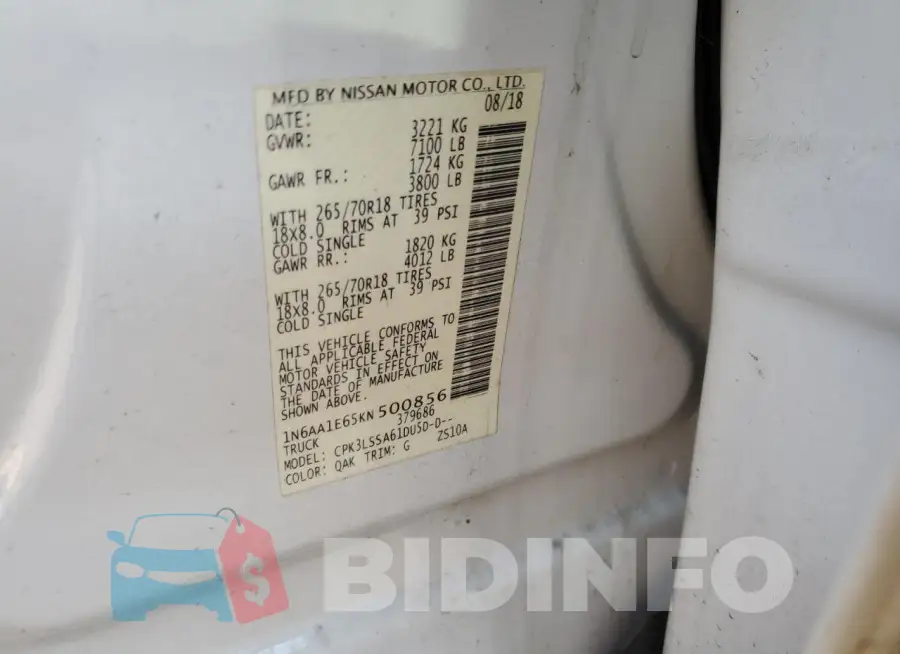 1N6AA1E65KN500856 Photo# 12