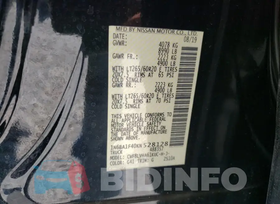 1N6BA1F40KN528128 Photo# 12