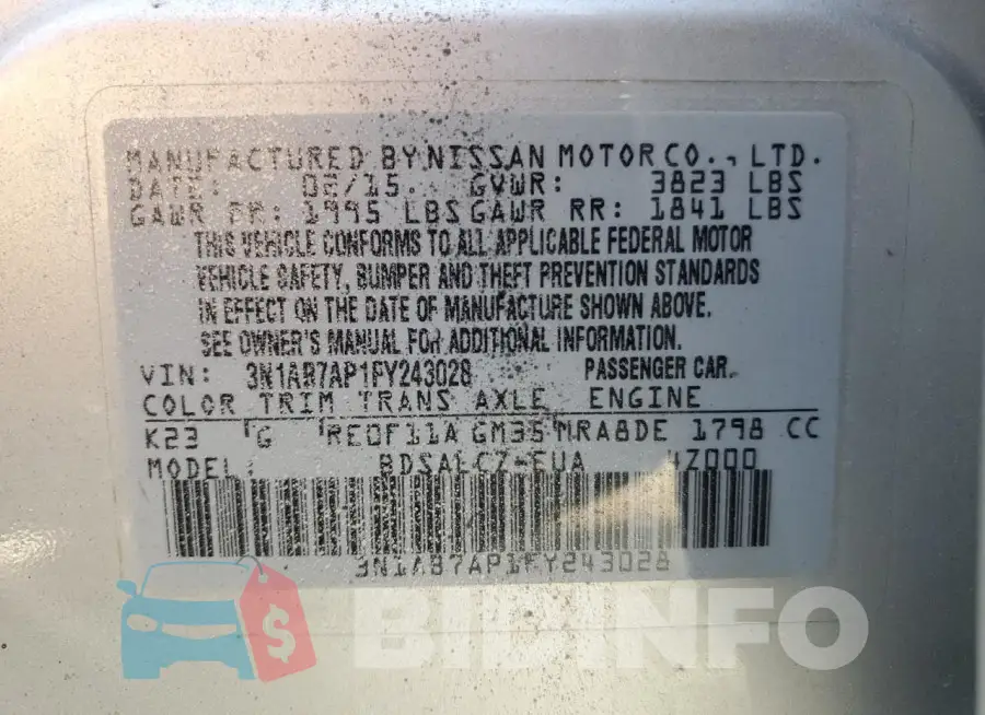 3N1AB7AP1FY243028 Photo# 13