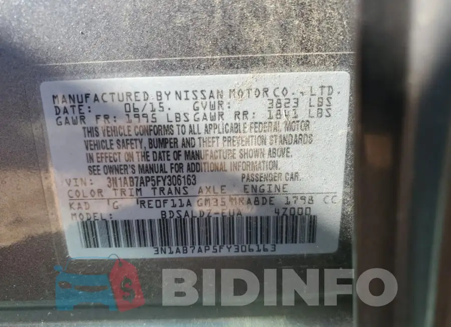 3N1AB7AP5FY306163 Photo# 12