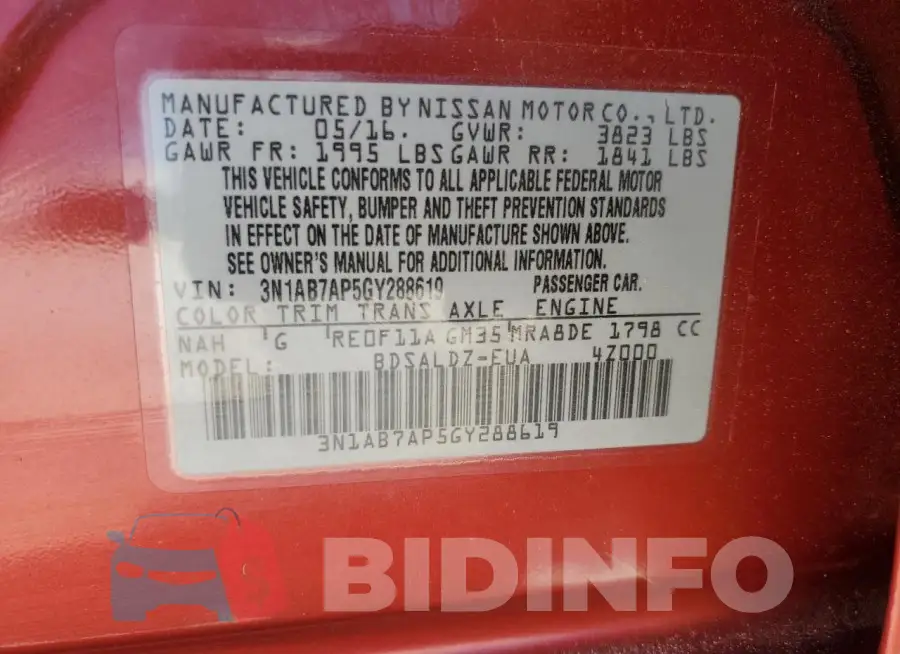 3N1AB7AP5GY288619 Photo# 12