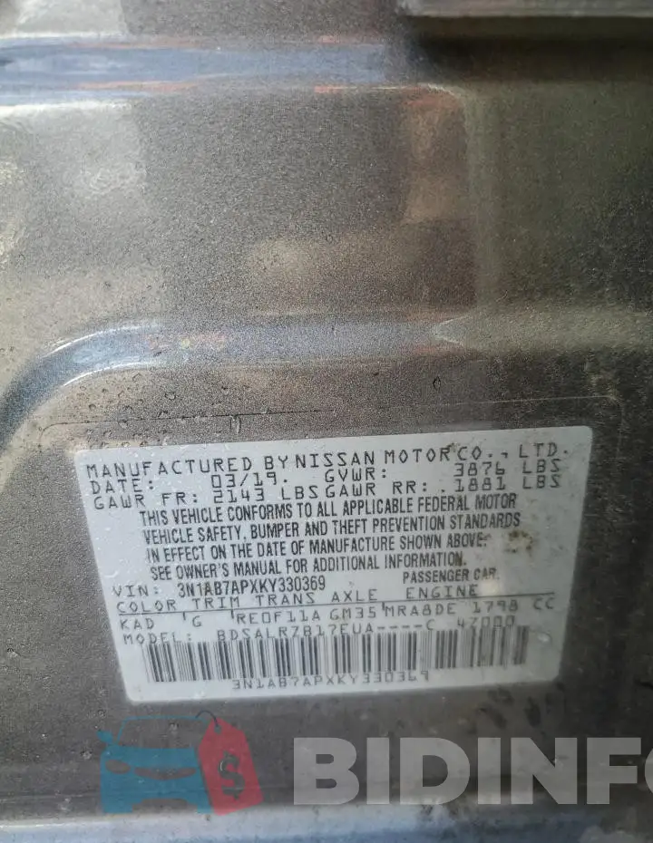 3N1AB7APXKY330369 Photo# 12