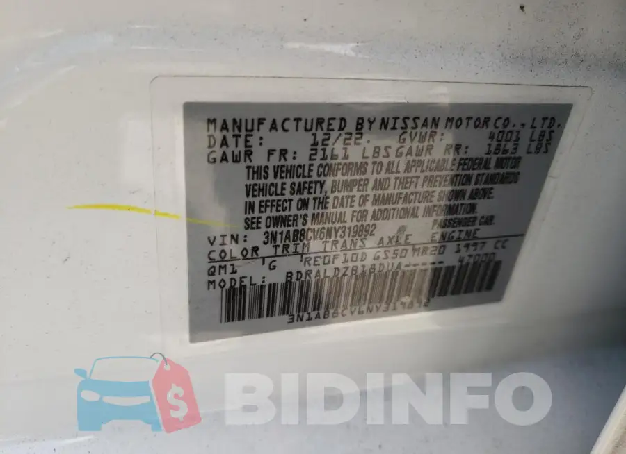 3N1AB8CV6NY319892 Photo# 12