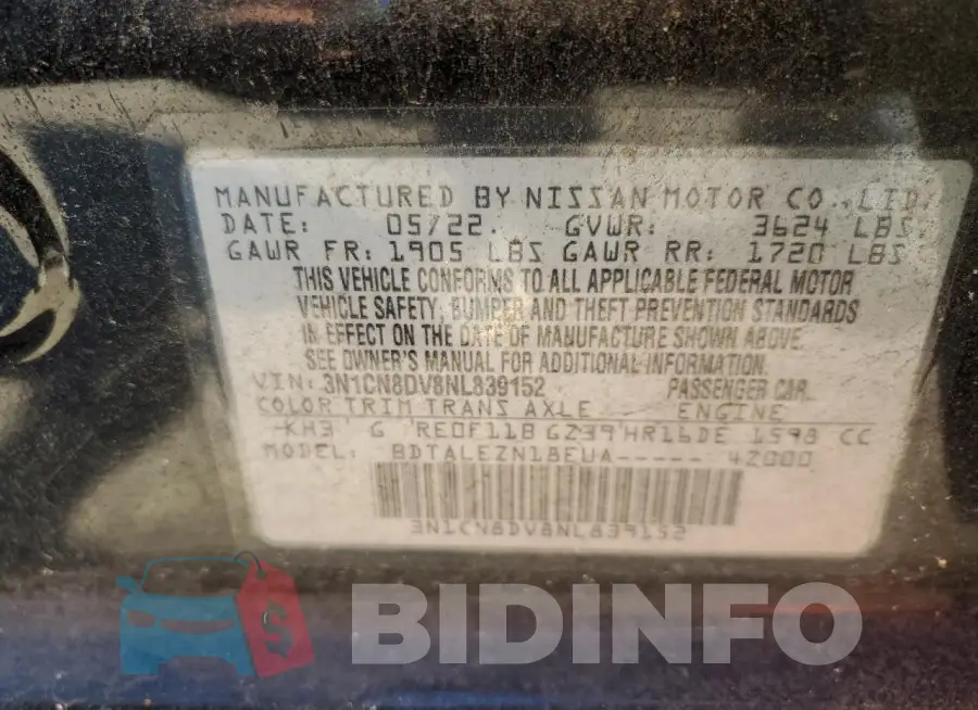 3N1CN8DV8NL839152 Photo# 12