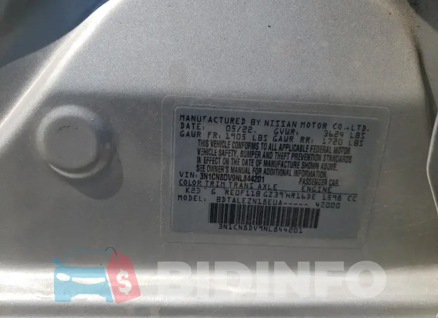 3N1CN8DV9NL844201 Photo# 12