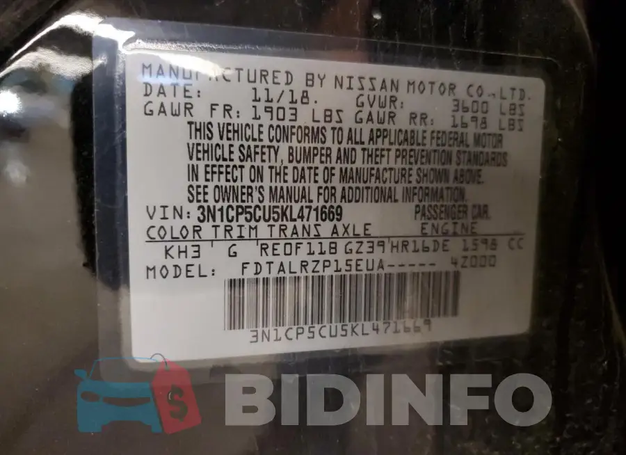 3N1CP5CU5KL471669 Photo# 12