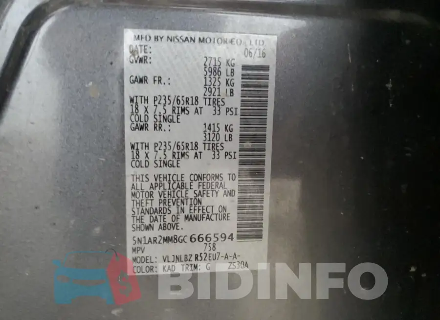 5N1AR2MM8GC666594 Photo# 14
