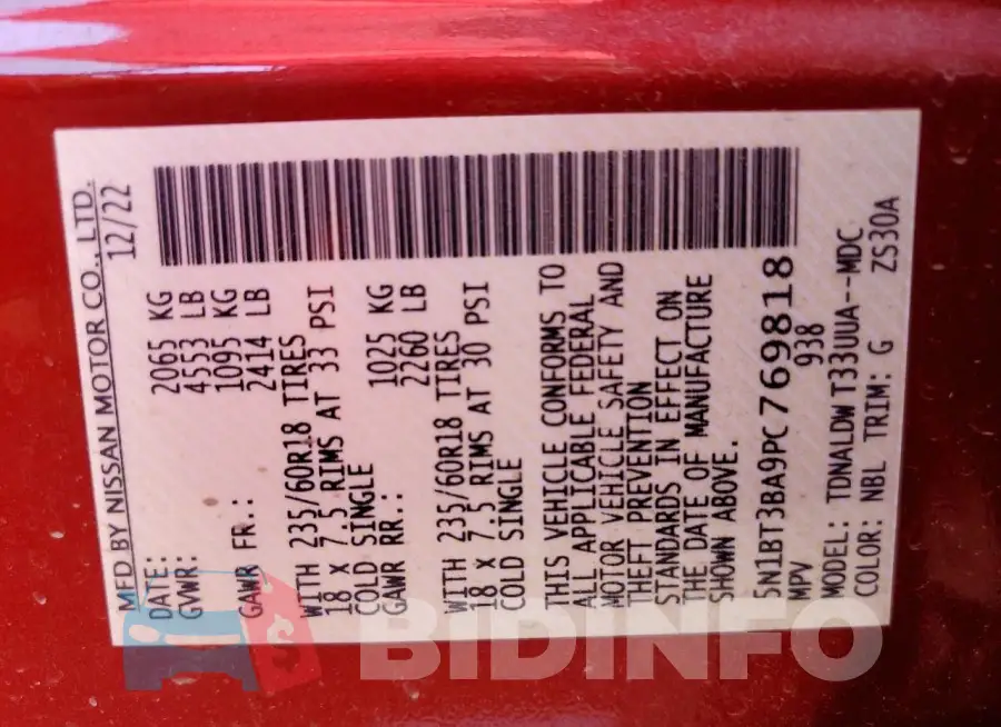 5N1BT3BA9PC769818 Photo# 12