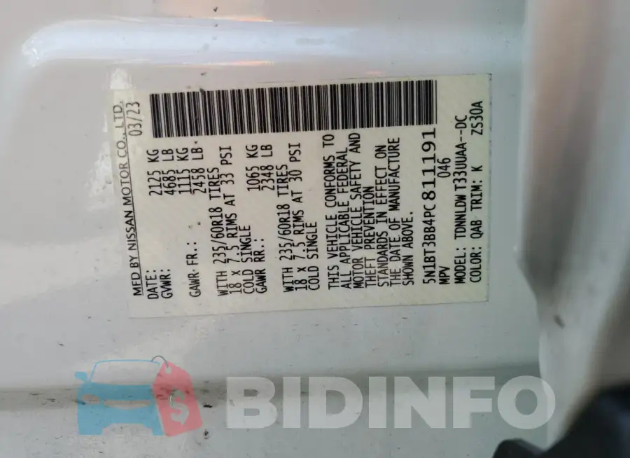 5N1BT3BB4PC811191 Photo# 14