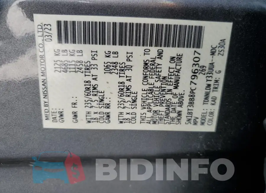 5N1BT3BB8PC796307 Photo# 13