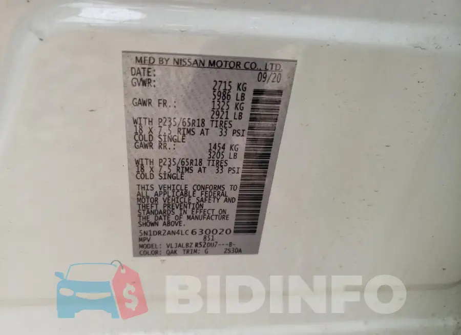 5N1DR2AN4LC630020 Photo# 13