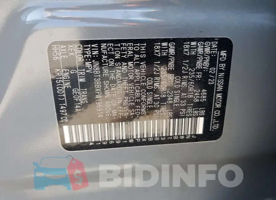 JN8BT3BBXPW196914 Photo# 13
