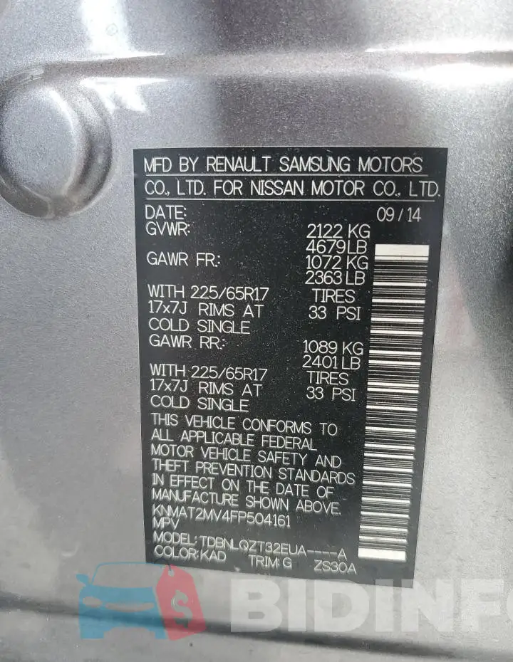KNMAT2MV4FP504161 Photo# 14
