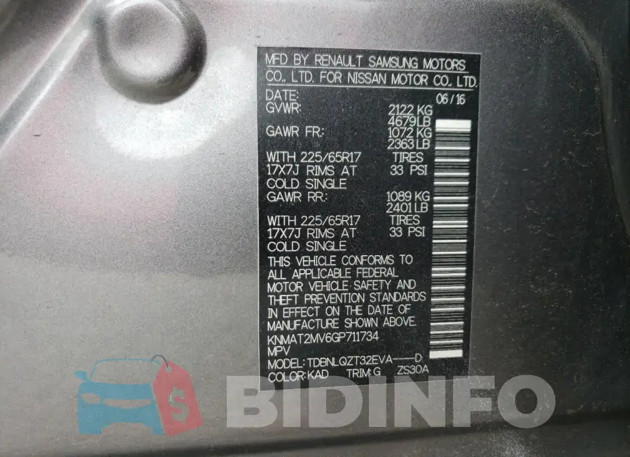 KNMAT2MV6GP711734 Photo# 12