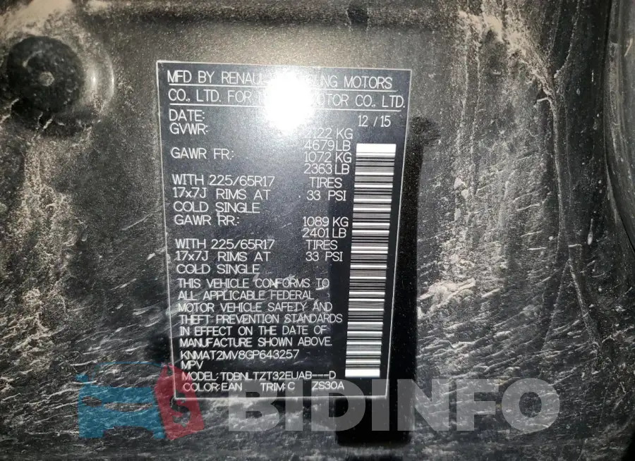 KNMAT2MV8GP643257 Photo# 13