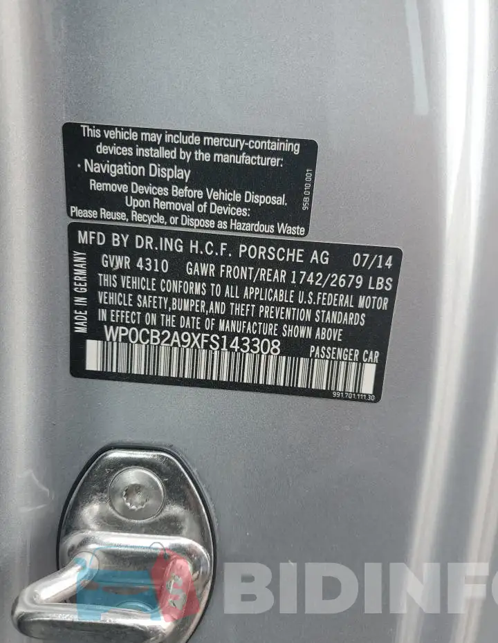 WP0CB2A9XFS143308 Photo# 12