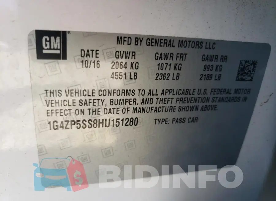1G4ZP5SS8HU151280 Photo# 12