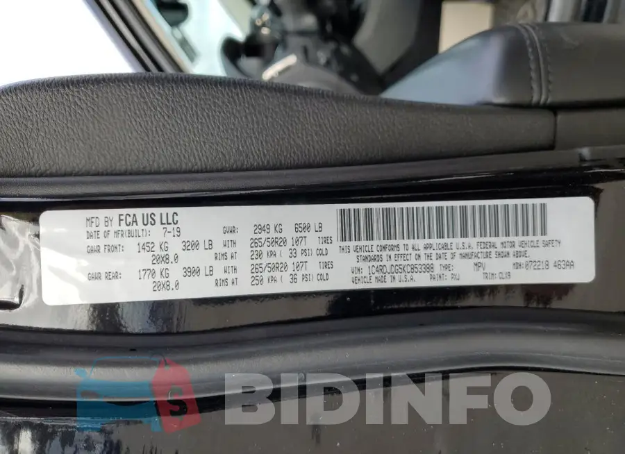 1C4RDJDG5KC853388 Photo# 13