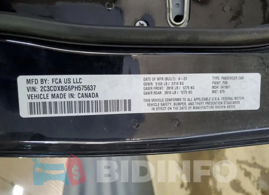 2C3CDXBG6PH575637 Photo# 12