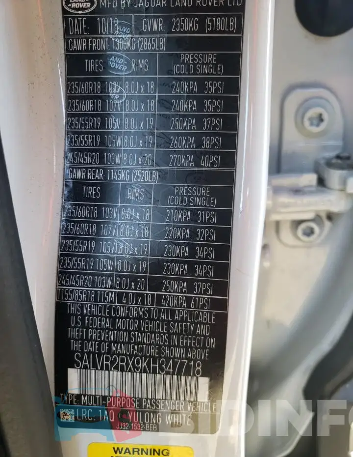 SALVR2RX9KH347718 Photo# 13