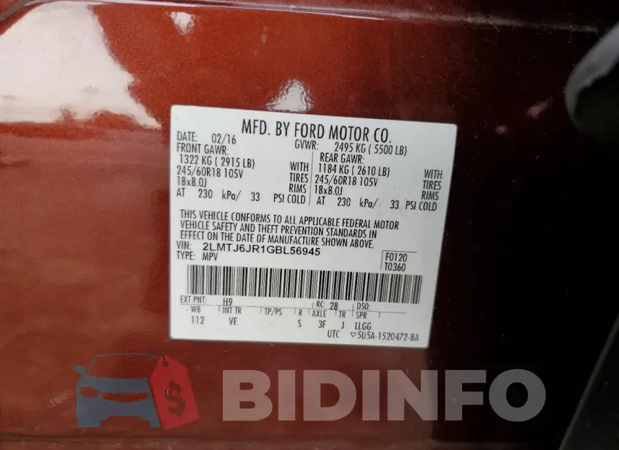2LMTJ6JR1GBL56945 Photo# 14