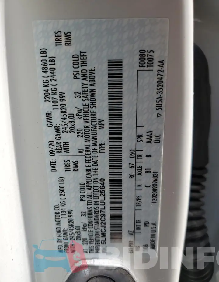 5LMCJ2C97LUL25640 Photo# 12
