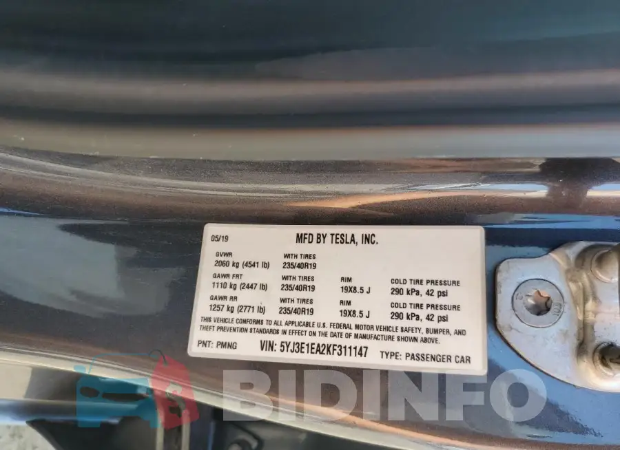 5YJ3E1EA2KF311147 Photo# 12