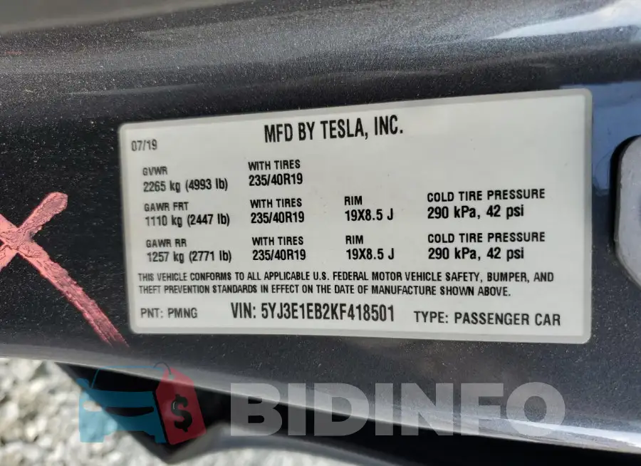 5YJ3E1EB2KF418501 Photo# 14