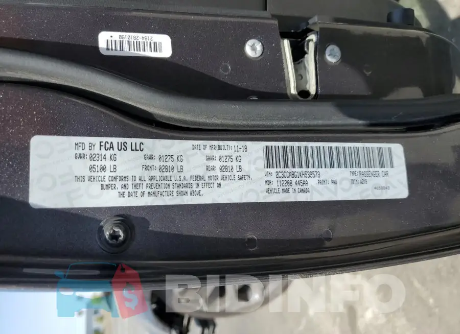 2C3CCABG1KH539573 Photo# 12