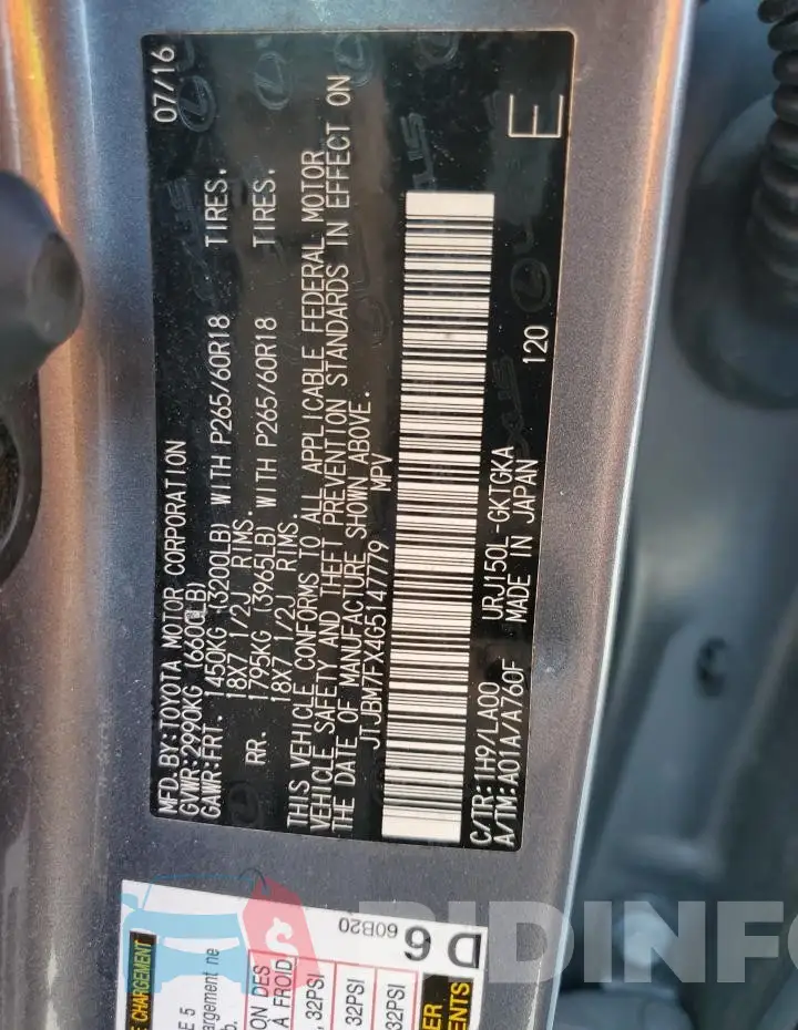JTJBM7FX4G5147779 Photo# 13