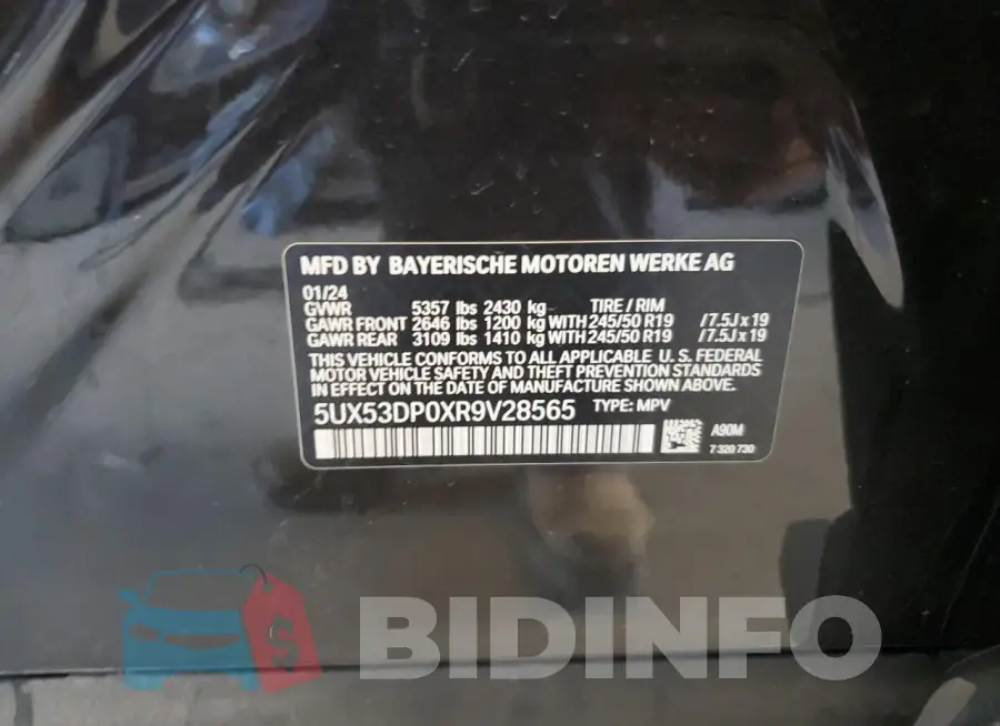 5UX53DP0XR9V28565 Photo# 13