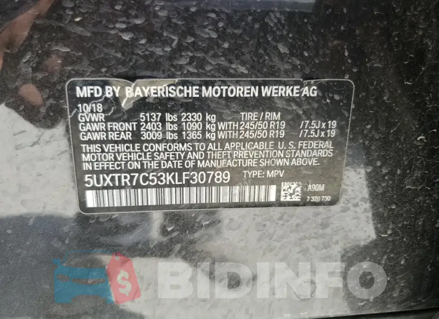 5UXTR7C53KLF30789 Photo# 14