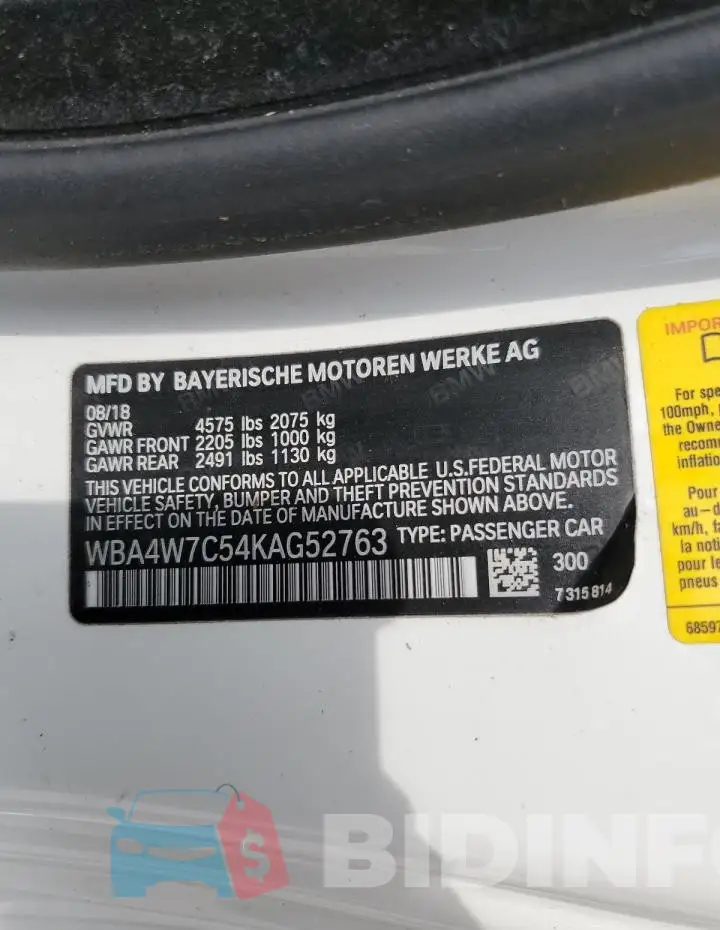 WBA4W7C54KAG52763 Photo# 12