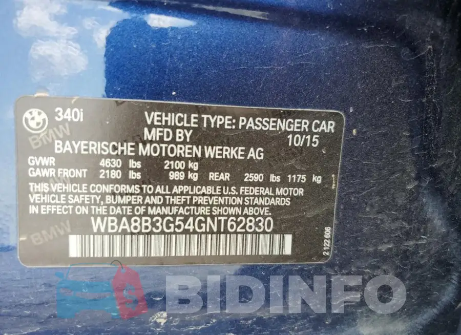 WBA8B3G54GNT62830 Photo# 12