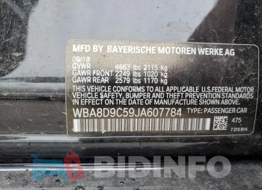 WBA8D9C59JA607784 Photo# 12