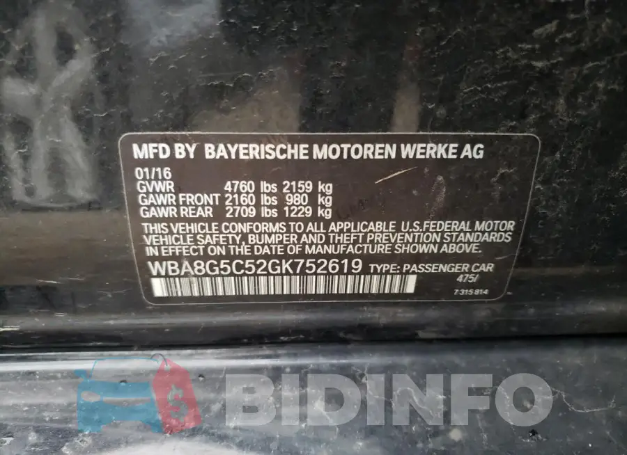 WBA8G5C52GK752619 Photo# 12